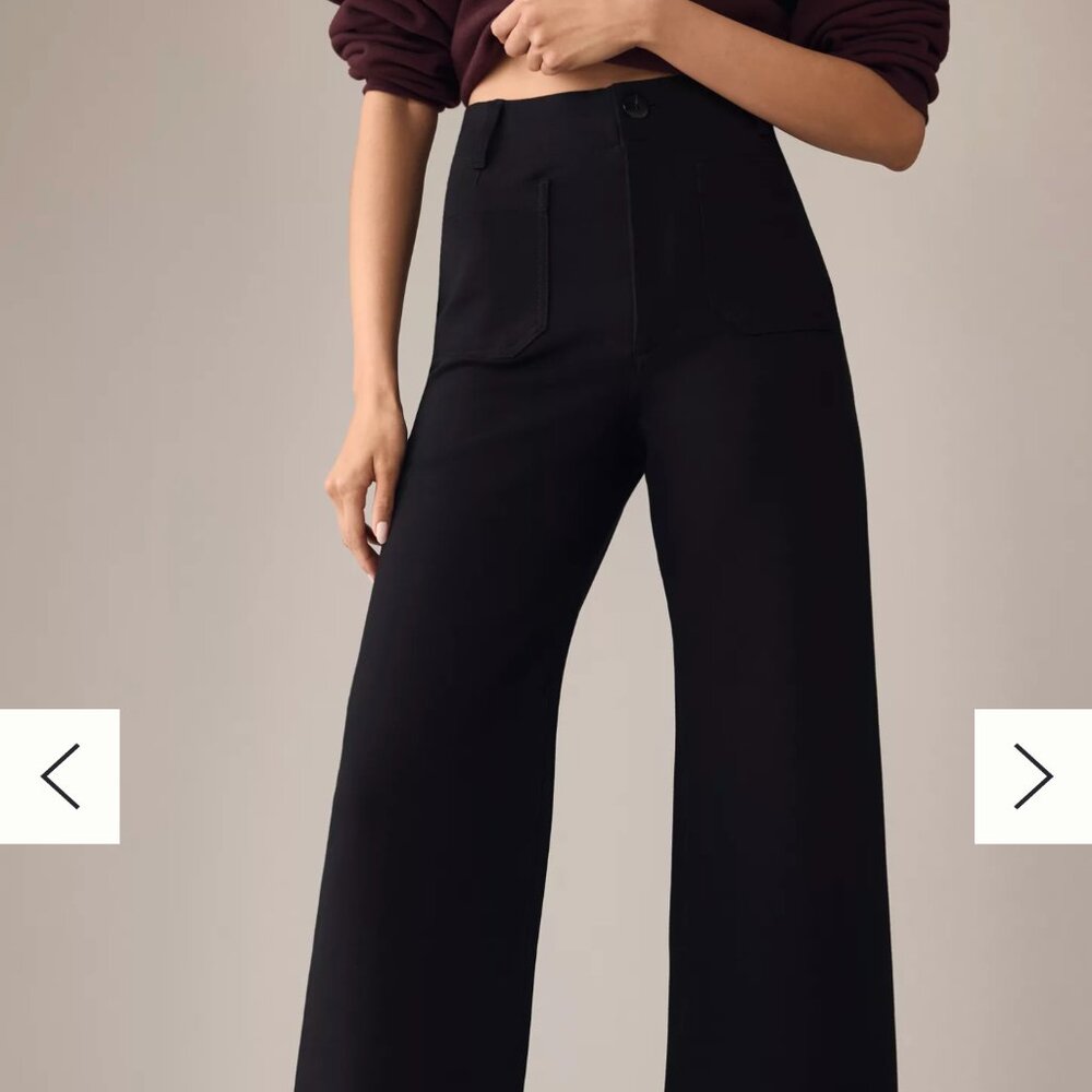 Maeve The Colette Wide Leg Crop Pants, Point Edition, Navy, 28